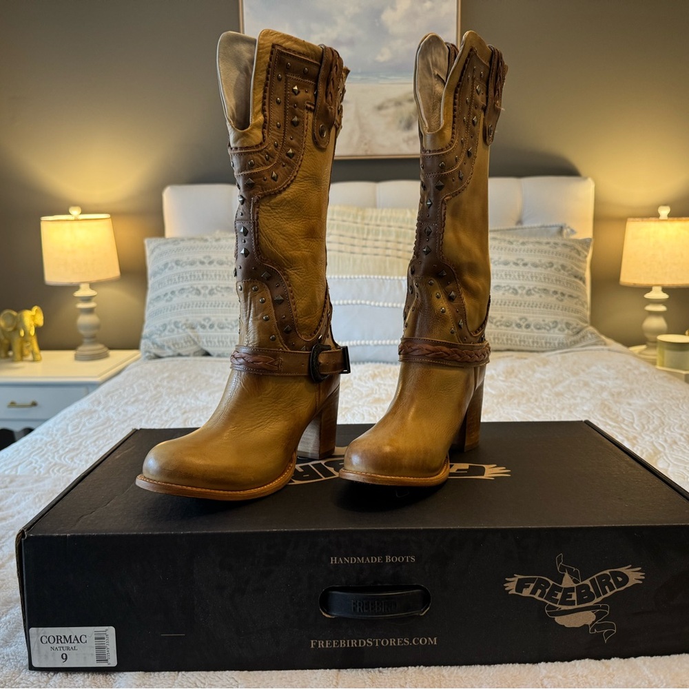 Freebird Brown Leather Studded Boots - Picture 2 of 13